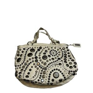 Karin Millen White HandbagBag with Circular Pattern